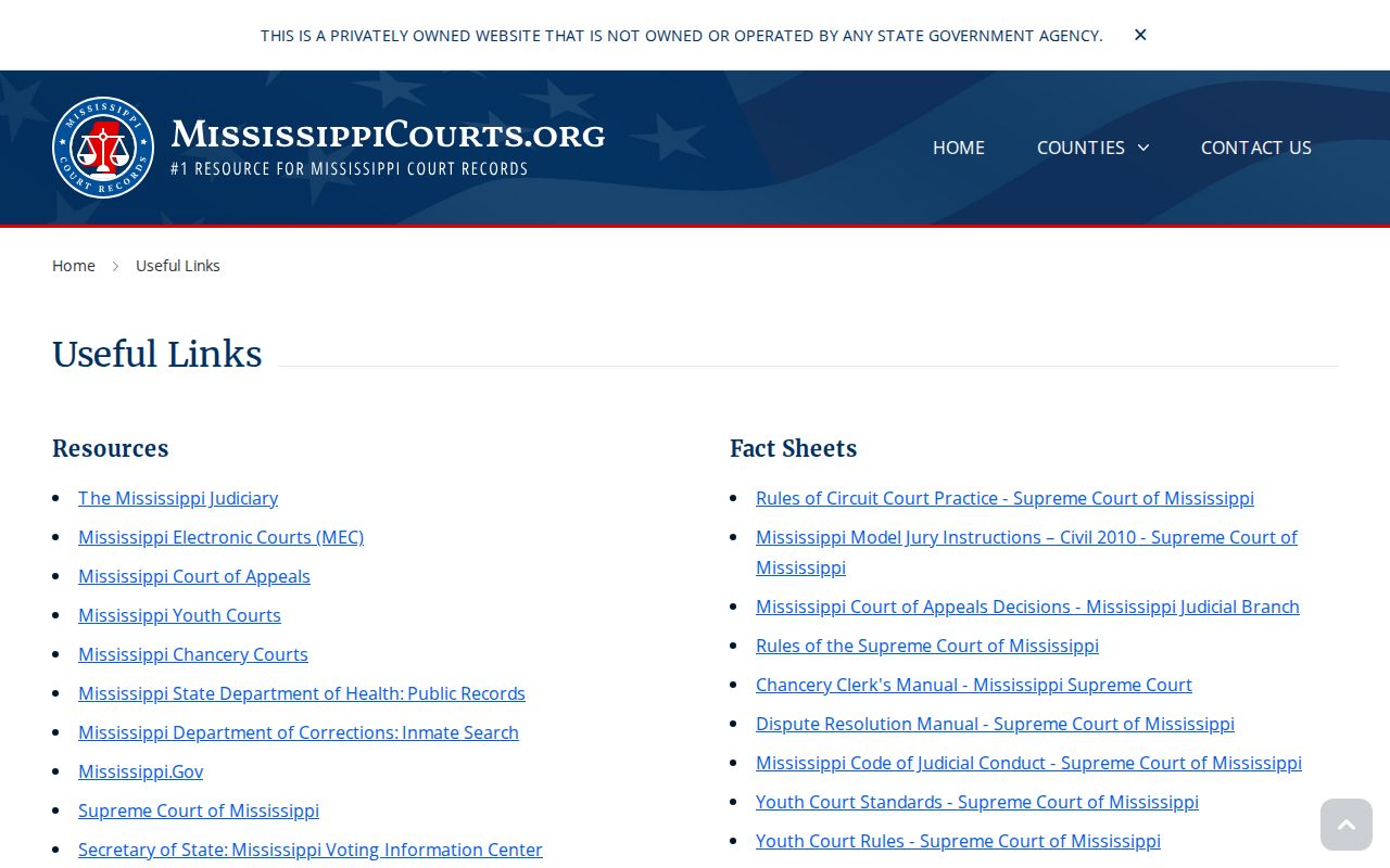 Mississippi court expunction record request resources for Holmes County
